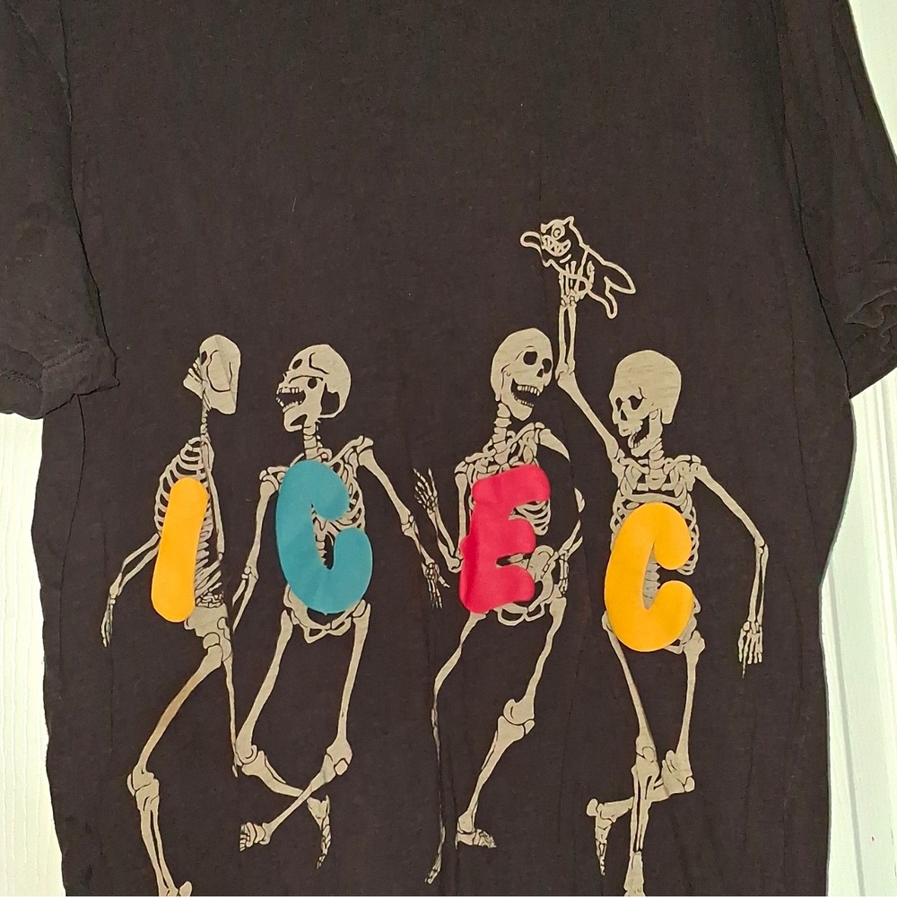 ICECREAM Men's Black L Skeleton Graphic Logo Crew Neck T-Shirt